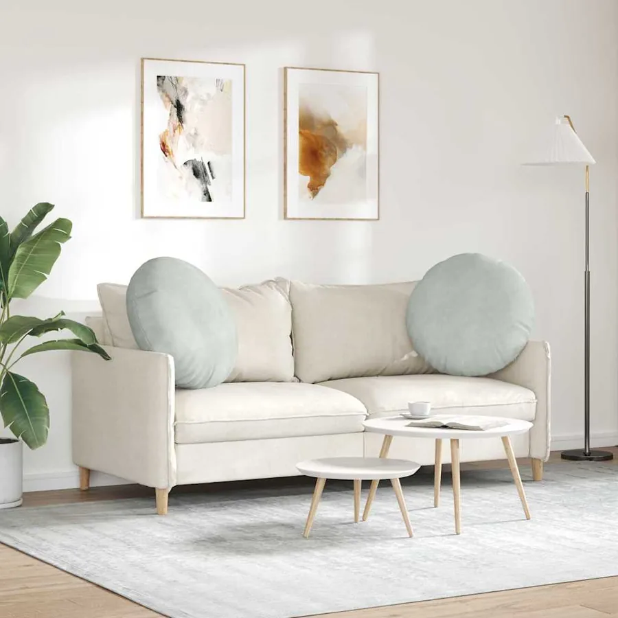 Coussins de siège 2 pcs Gris clair Ø 40 x 13 cm Velours - 4