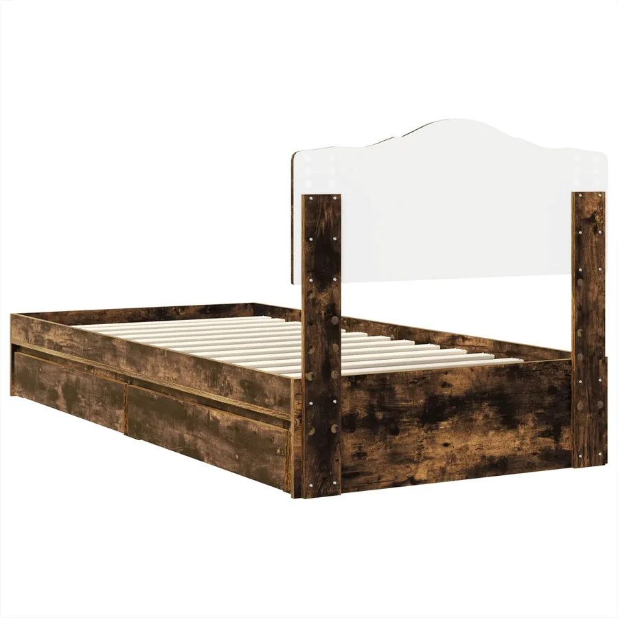 Lit de Rangement Chêne fumé 100 x 200 cm Bois d'ingénierie - 10