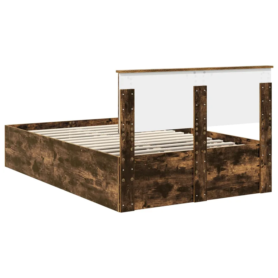 Cadre de lit Chêne fumé 135 x 190 cm Bois d'ingénierie - 9