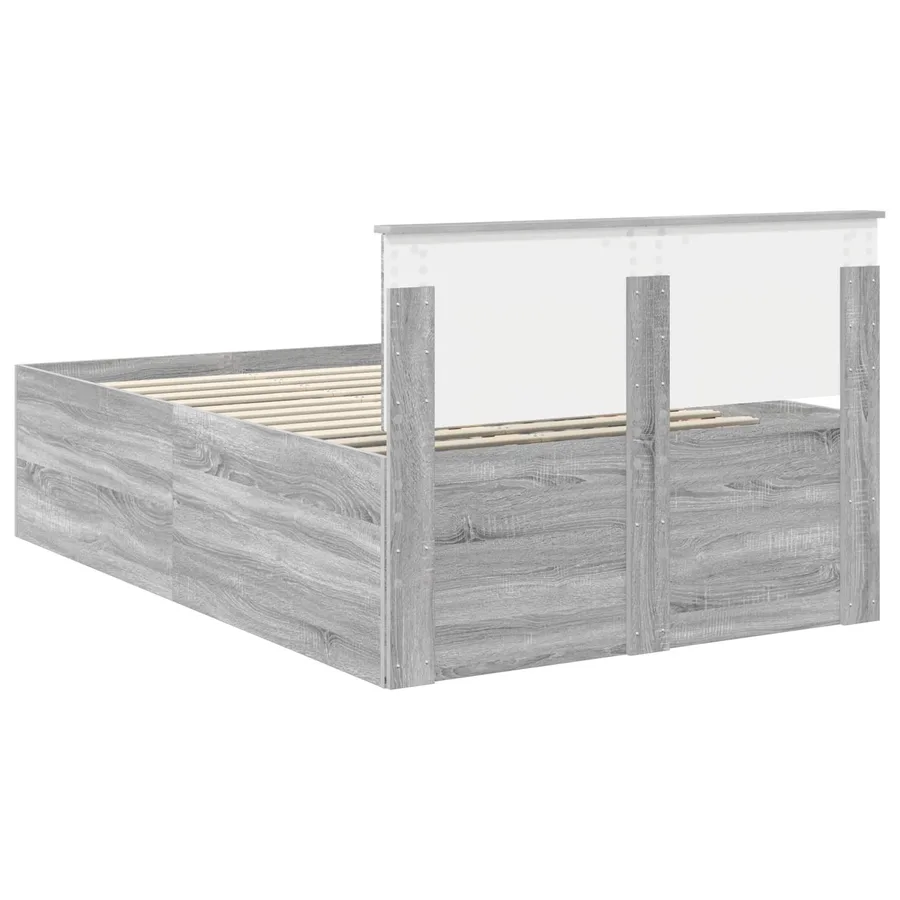 Cadre de lit Gris Sonoma 135 x 190 cm Bois d'ingénierie - 9