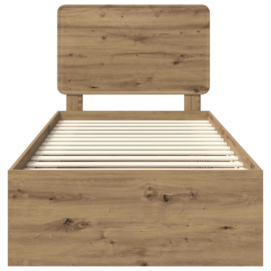 Cadre de lit Chêne artisan 75 x 190 cm Bois de pin massif - 7