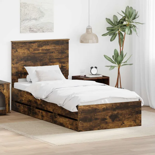 Cadre de lit Chêne fumé 100 x 200 cm Bois Ingénierie