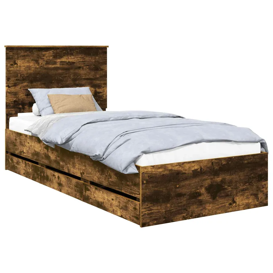 Cadre de lit Chêne fumé 100 x 200 cm Bois Ingénierie - 2