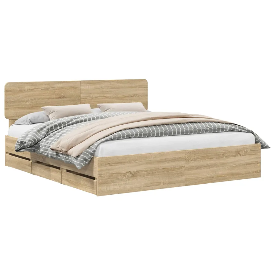 Cadre de lit Chêne Sonoma 200 x 200 cm Bois d’ingénierie - 2