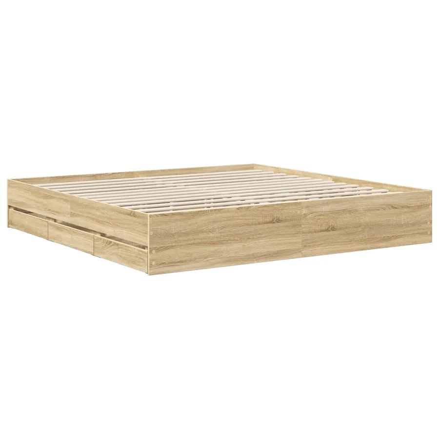 Cadre de lit Chêne Sonoma 200 x 200 cm Bois d’ingénierie - 6