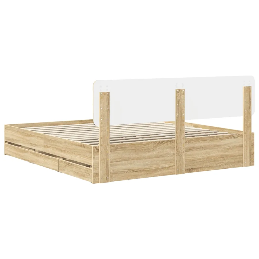 Cadre de lit Chêne Sonoma 200 x 200 cm Bois d’ingénierie - 8