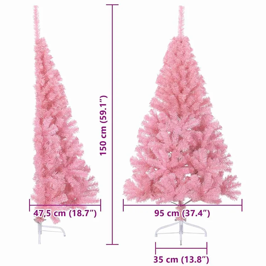 Sapin de Noël artificiel pré-éclairé Rose 150 cm PVC - 13