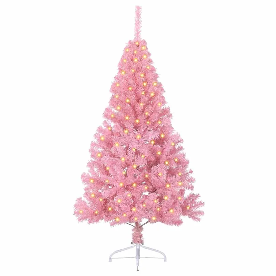Sapin de Noël artificiel pré-éclairé Rose 150 cm PVC - 3