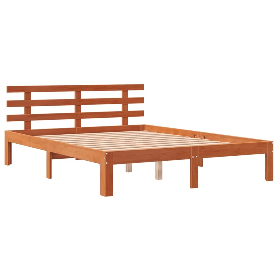 Cadre de lit sans matelas cire marron 140x190cm bois pin massif - 3