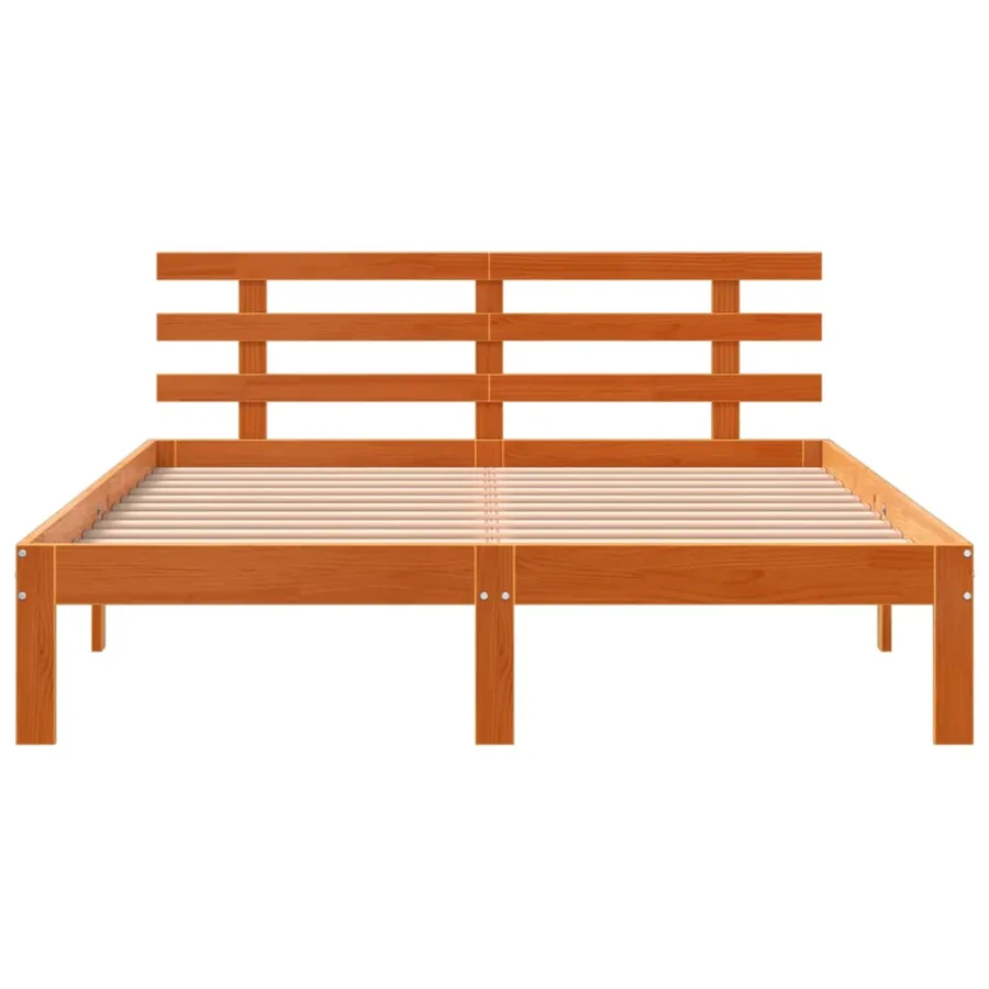 Cadre de lit sans matelas cire marron 140x190cm bois pin massif - 4