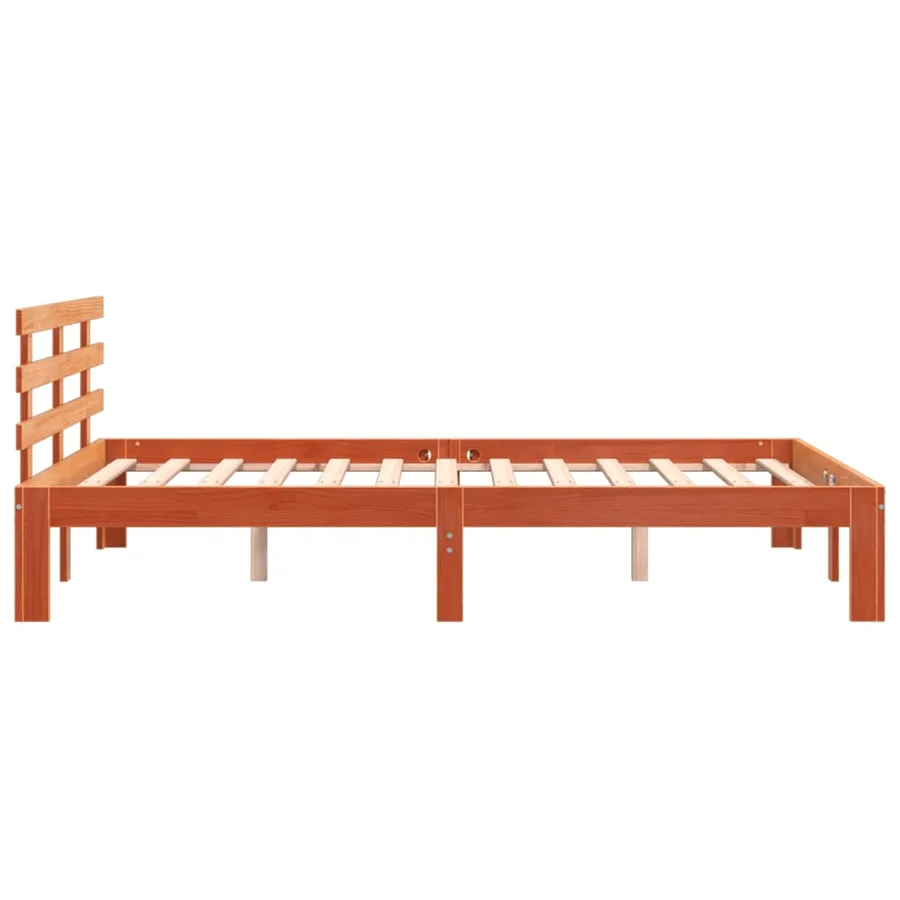 Cadre de lit sans matelas cire marron 140x190cm bois pin massif - 5