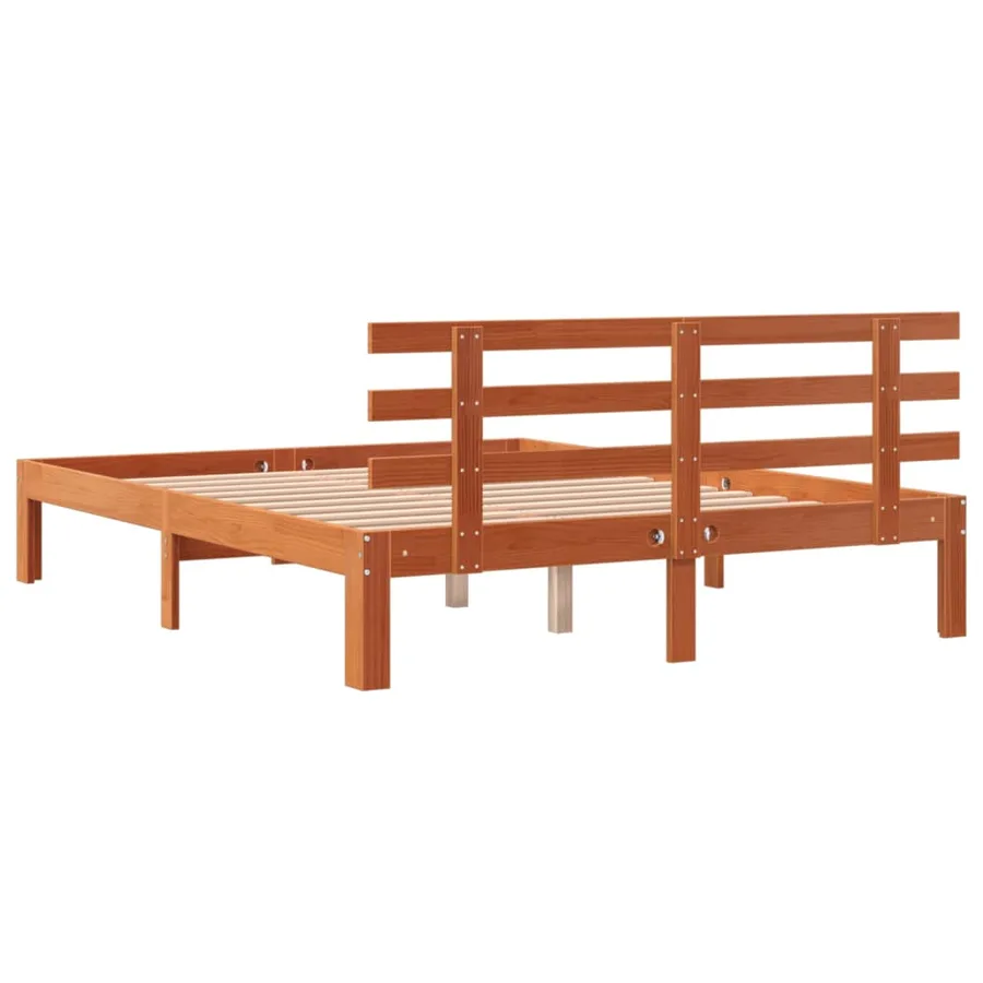 Cadre de lit sans matelas cire marron 140x190cm bois pin massif - 6