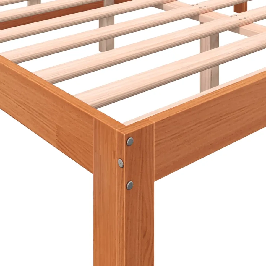 Cadre de lit sans matelas cire marron 140x190cm bois pin massif - 7