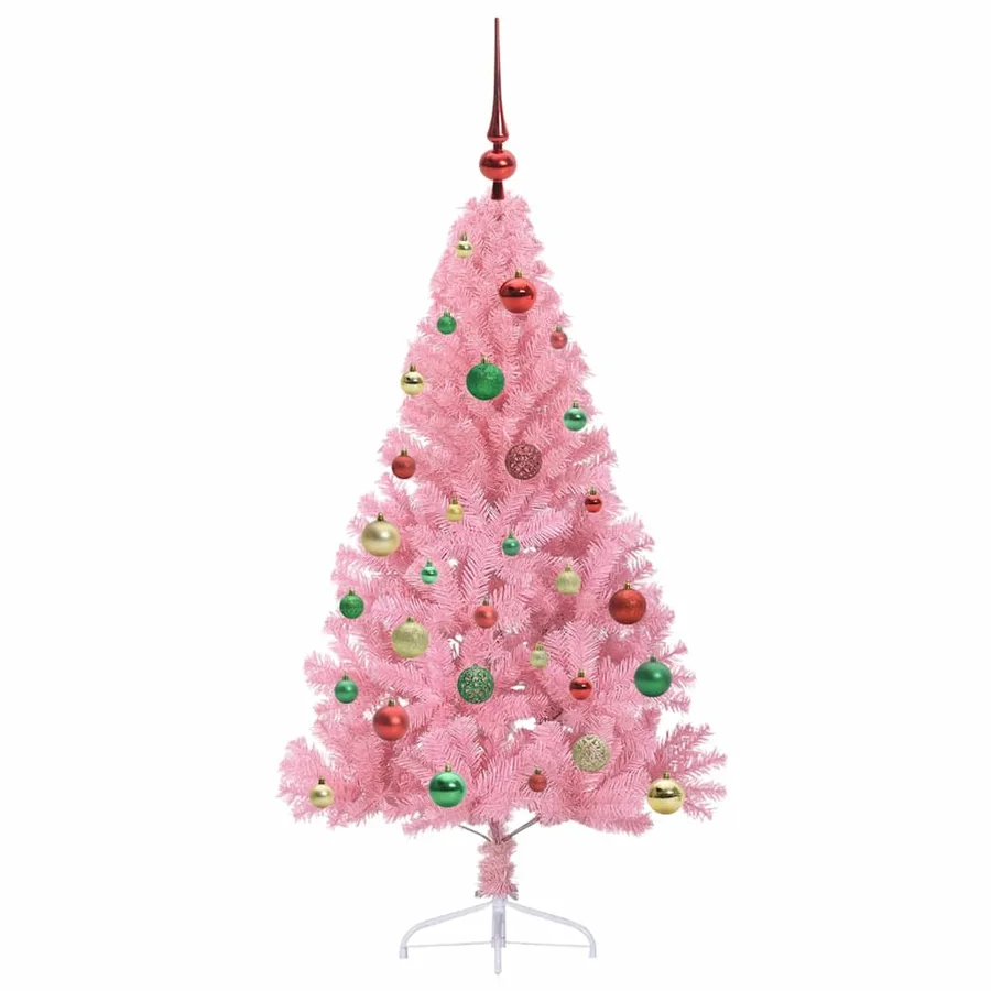 Sapin de Noël artificiel pré-éclairé Rose 150 cm PVC - 6