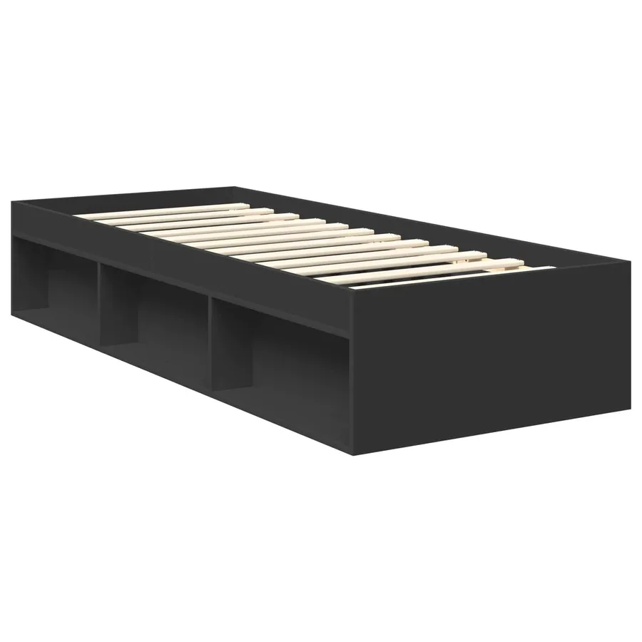 Cadre de lit Noir 75 x 190 cm Bois de pin massif - 5