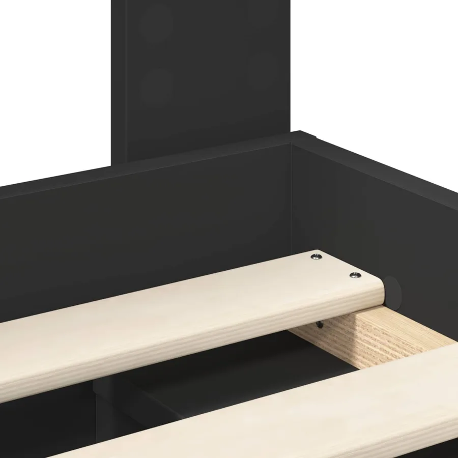 Cadre de lit Noir 75 x 190 cm Bois de pin massif - 8