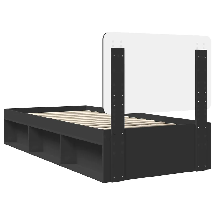 Cadre de lit Noir 75 x 190 cm Bois de pin massif - 9