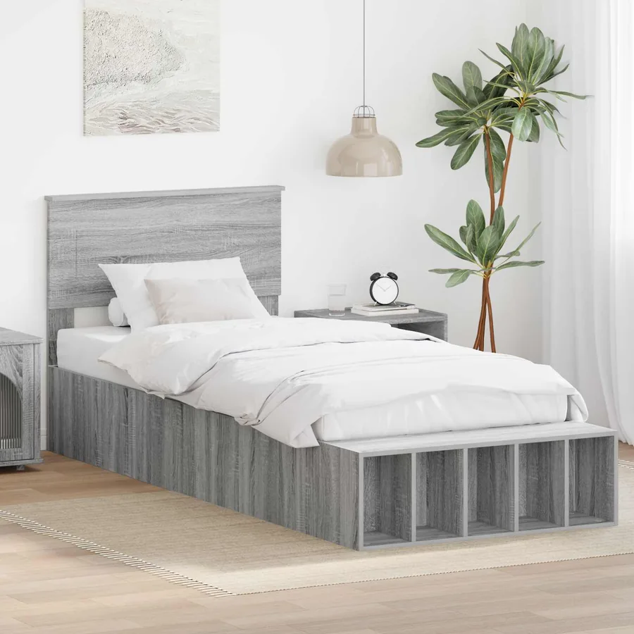 Cadre de lit Gris Sonoma 100 x 200 cm Bois d'ingénierie