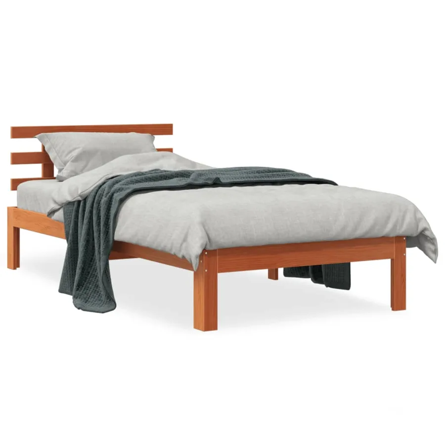 Cadre de lit sans matelas cire marron 75x190 cm bois pin massif - 2