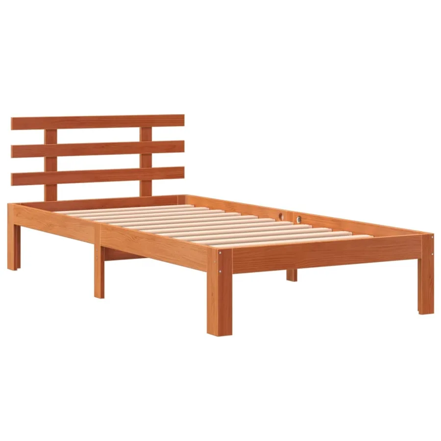 Cadre de lit sans matelas cire marron 75x190 cm bois pin massif - 3