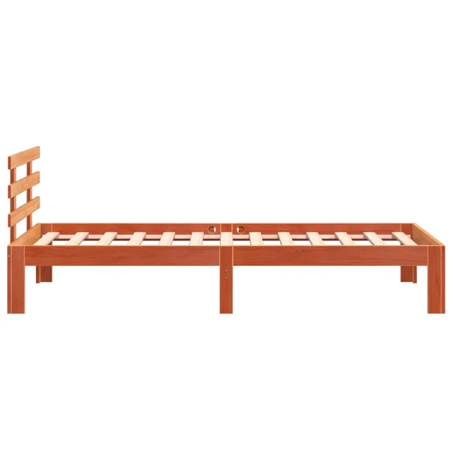 Cadre de lit sans matelas cire marron 75x190 cm bois pin massif - 5