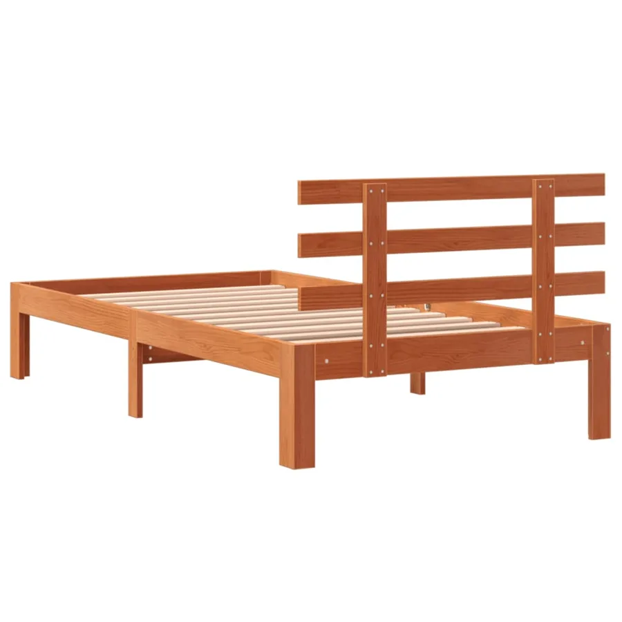 Cadre de lit sans matelas cire marron 75x190 cm bois pin massif - 6
