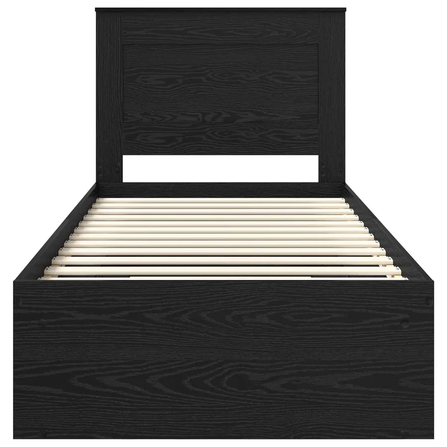 Cadre de lit avec tête de lit Noir 90 x 190 cm Pin massif - 7
