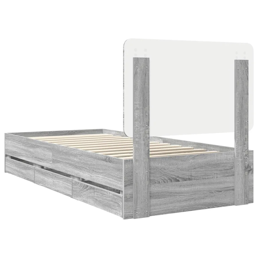Cadre de lit Gris Sonoma 75 x 190 cm Bois Ingénierie - 8
