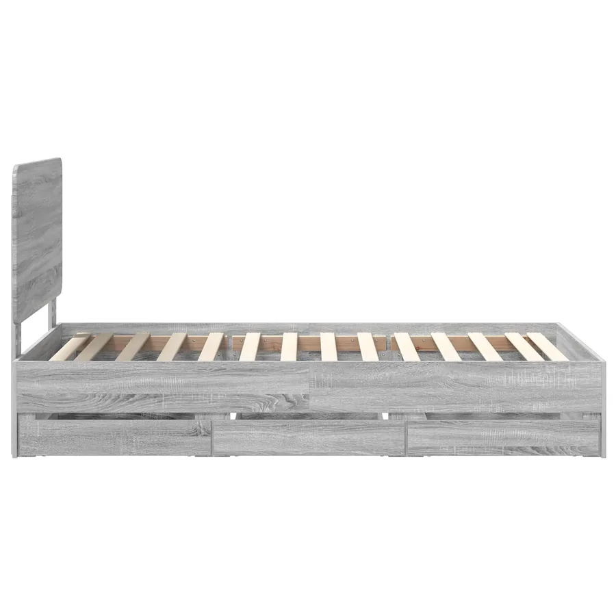 Cadre de lit Gris Sonoma 75 x 190 cm Bois Ingénierie - 9