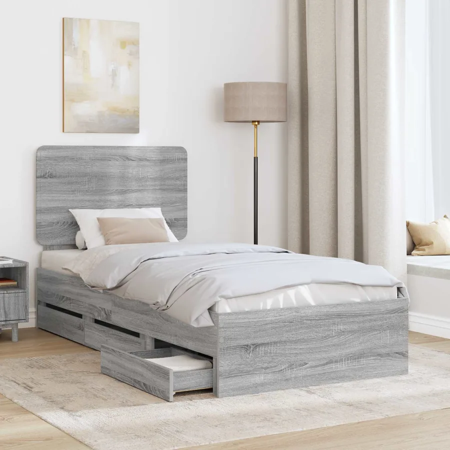 Cadre de lit Gris Sonoma 100 x 200 cm Bois Ingénierie - 3
