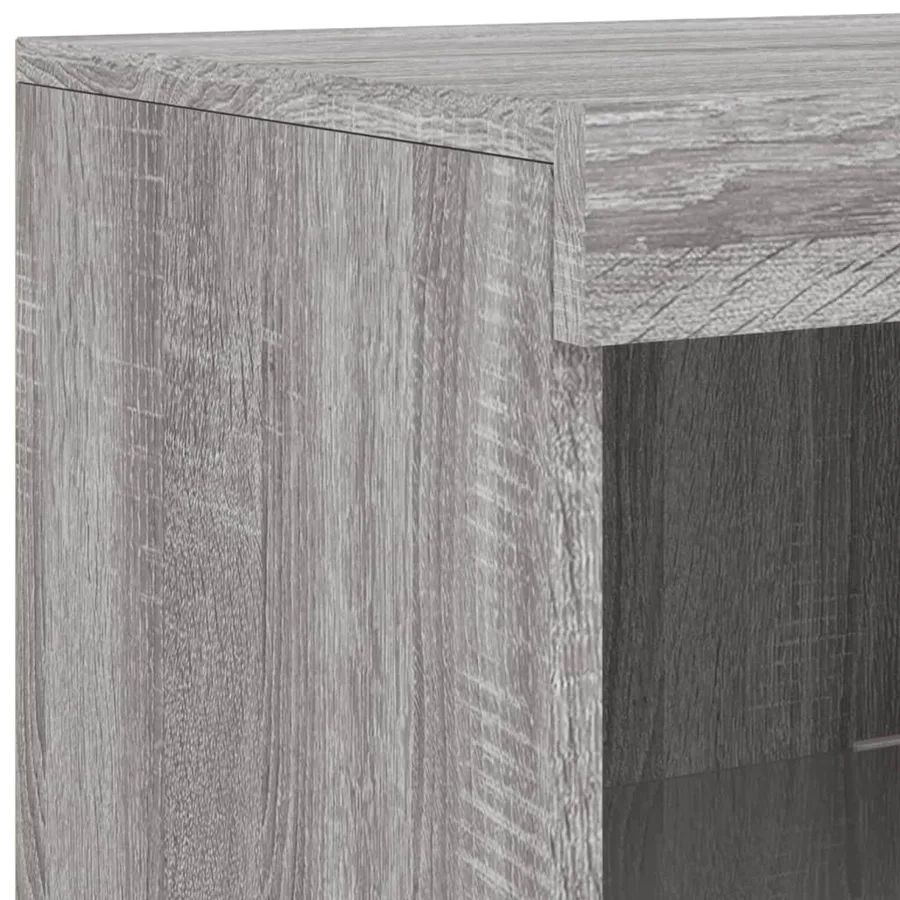Buffets avec lumières LED 3 pcs sonoma gris bois d'ingénierie - 11
