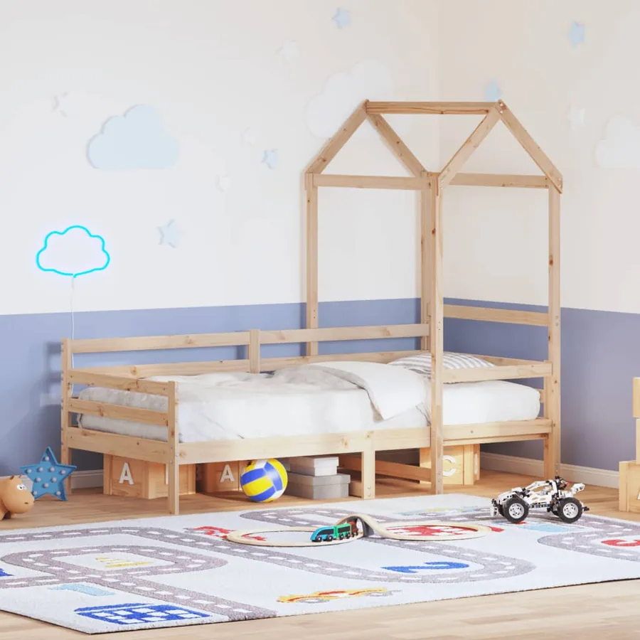 Lit de jour avec toit sans matelas 80x200 cm bois massif