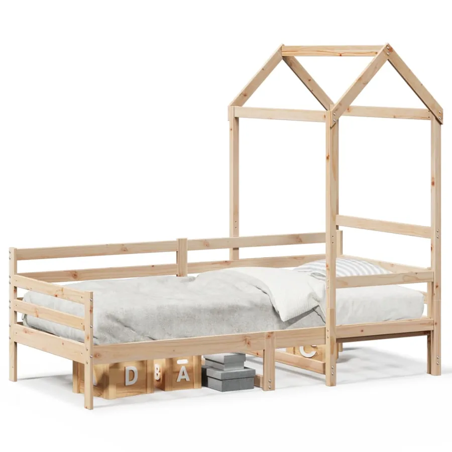 Lit de jour avec toit sans matelas 80x200 cm bois massif - 2