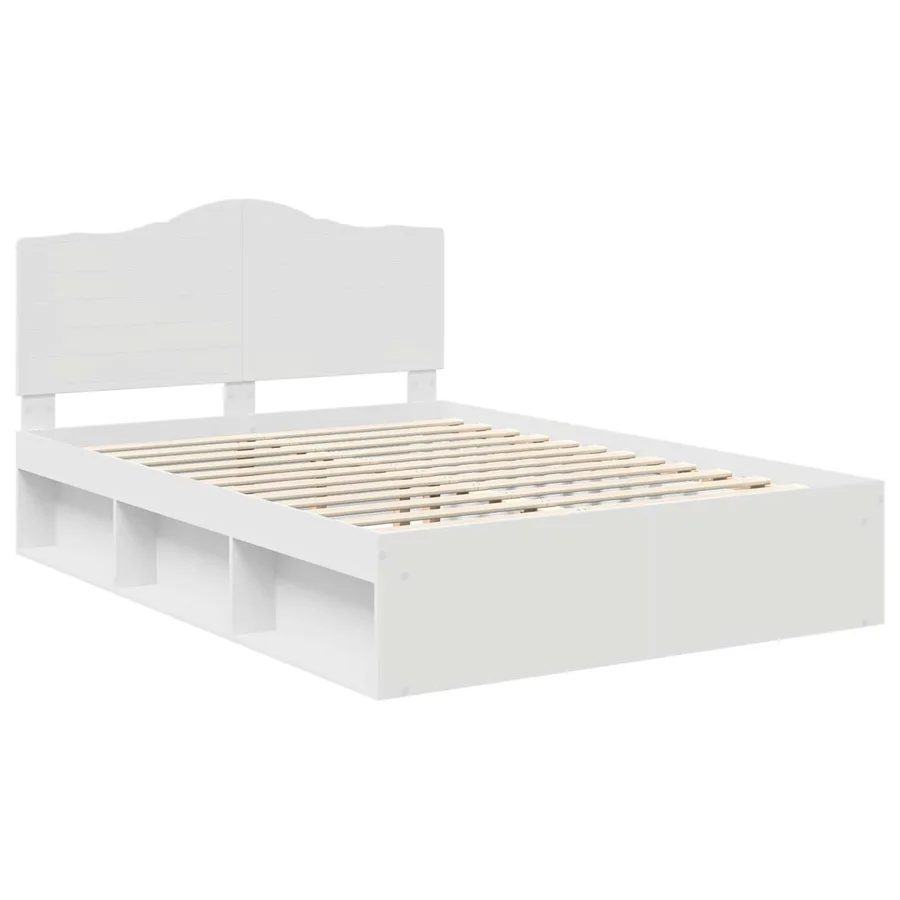 Cadre de lit avec tête de lit Blanc 140 x 190 cm Pin massif - 4