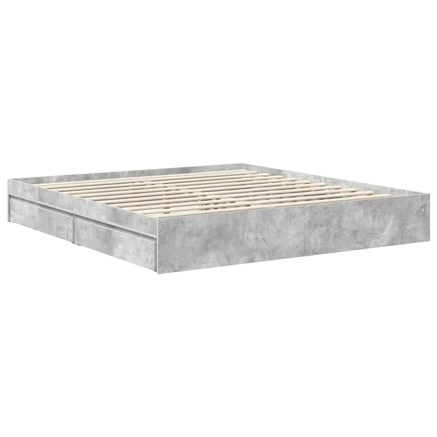 Lit de Rangement Gris béton 180 x 200 cm Bois d'ingénierie - 6