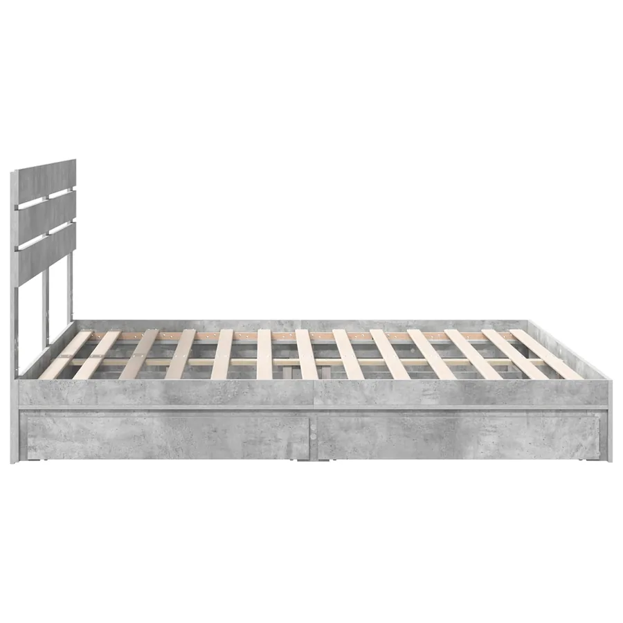 Lit de Rangement Gris béton 180 x 200 cm Bois d'ingénierie - 9