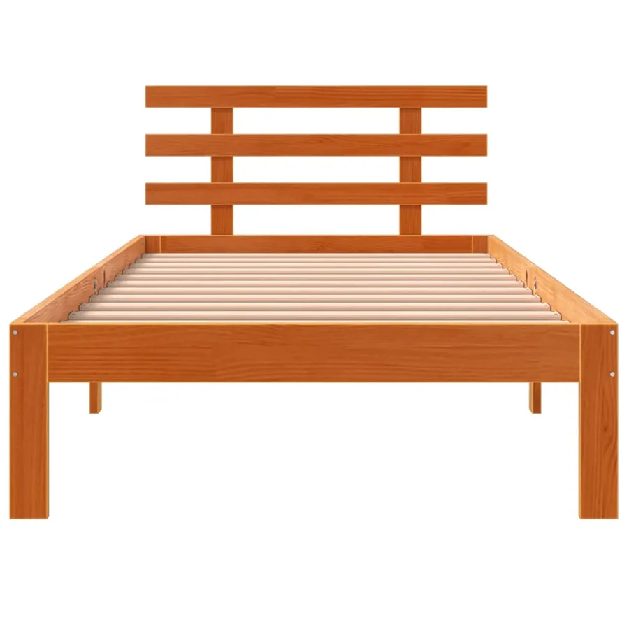 Cadre de lit sans matelas cire marron 100x200cm bois pin massif - 4