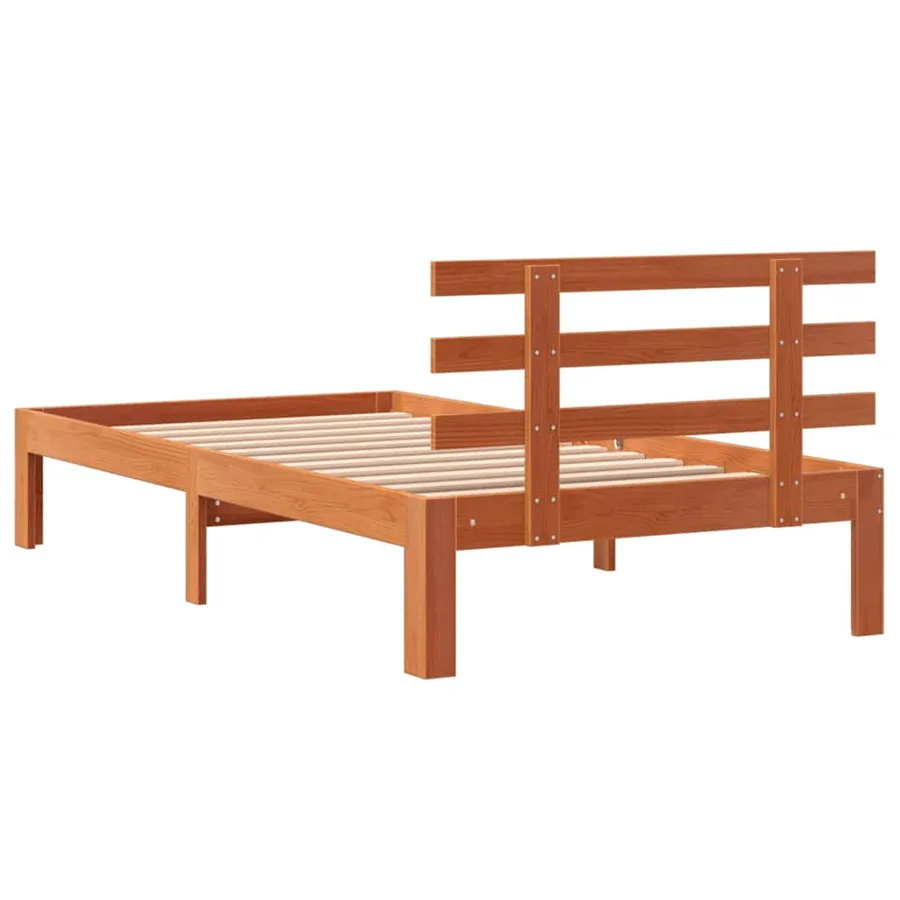 Cadre de lit sans matelas cire marron 100x200cm bois pin massif - 6