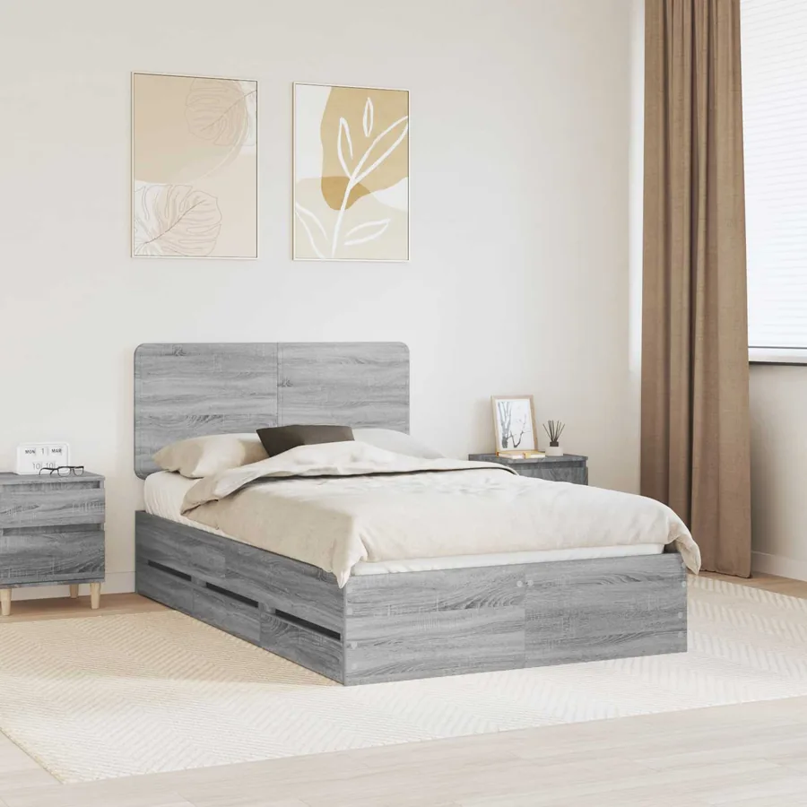 Cadre de lit Gris Sonoma 120 x 190 cm Bois Ingénierie