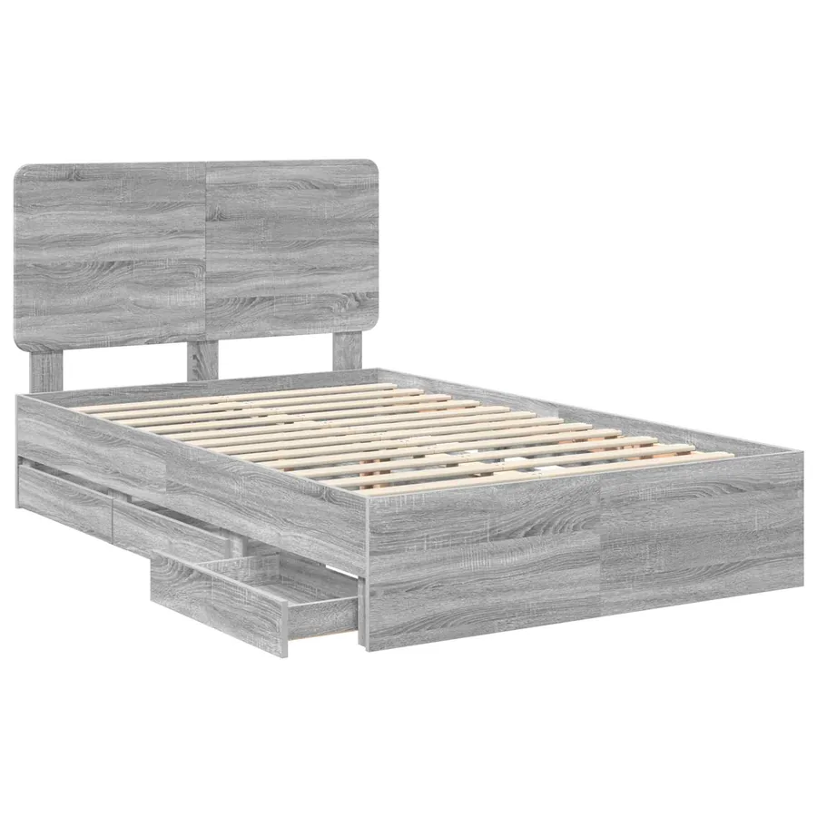 Cadre de lit Gris Sonoma 120 x 190 cm Bois Ingénierie - 5