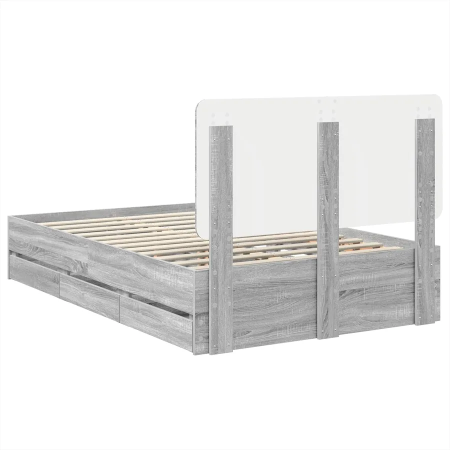 Cadre de lit Gris Sonoma 120 x 190 cm Bois Ingénierie - 8