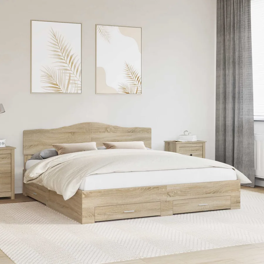 Cadre de lit Chêne Sonoma 200 x 200 cm Bois d'ingénierie