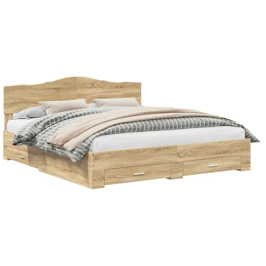 Cadre de lit Chêne Sonoma 200 x 200 cm Bois d'ingénierie - 2