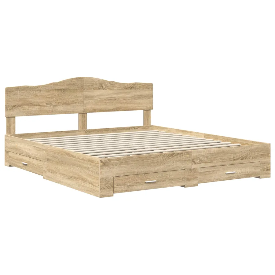 Cadre de lit Chêne Sonoma 200 x 200 cm Bois d'ingénierie - 4