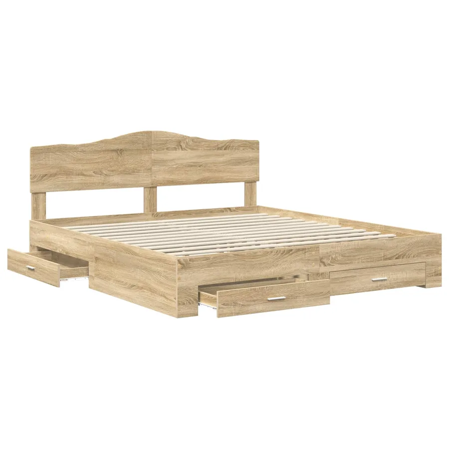 Cadre de lit Chêne Sonoma 200 x 200 cm Bois d'ingénierie - 5