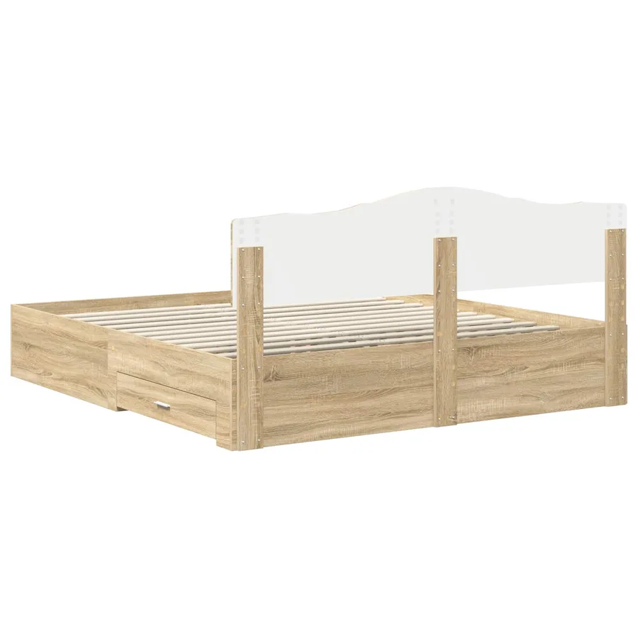 Cadre de lit Chêne Sonoma 200 x 200 cm Bois d'ingénierie - 8