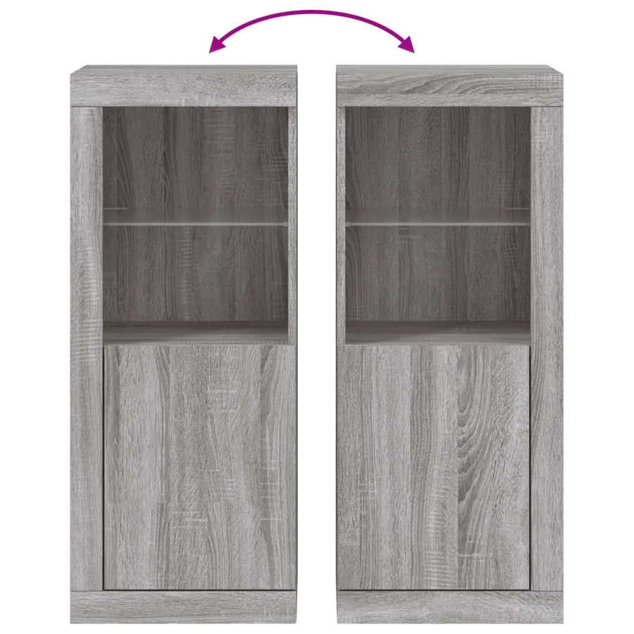 Buffet avec lumières LED sonoma gris 41x37x100 cm - 10