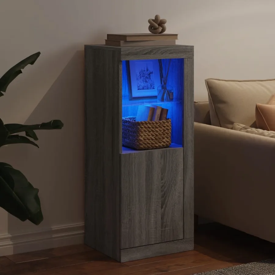 Buffet avec lumières LED sonoma gris 41x37x100 cm - 4