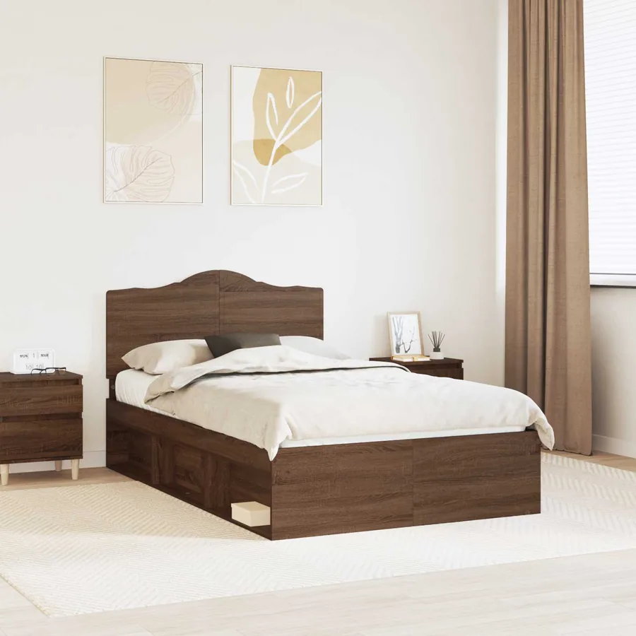 Cadre de lit Chêne brun 120 x 190 cm Pin massif