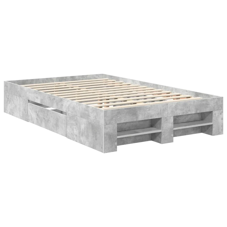Cadre de lit Gris béton 137 x 203 cm Bois d'ingénierie - 6